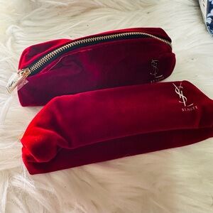 New 2 x Yves Saint Laurent beaute Red Velvet mini Cosmetic Pouch,Price is Firm